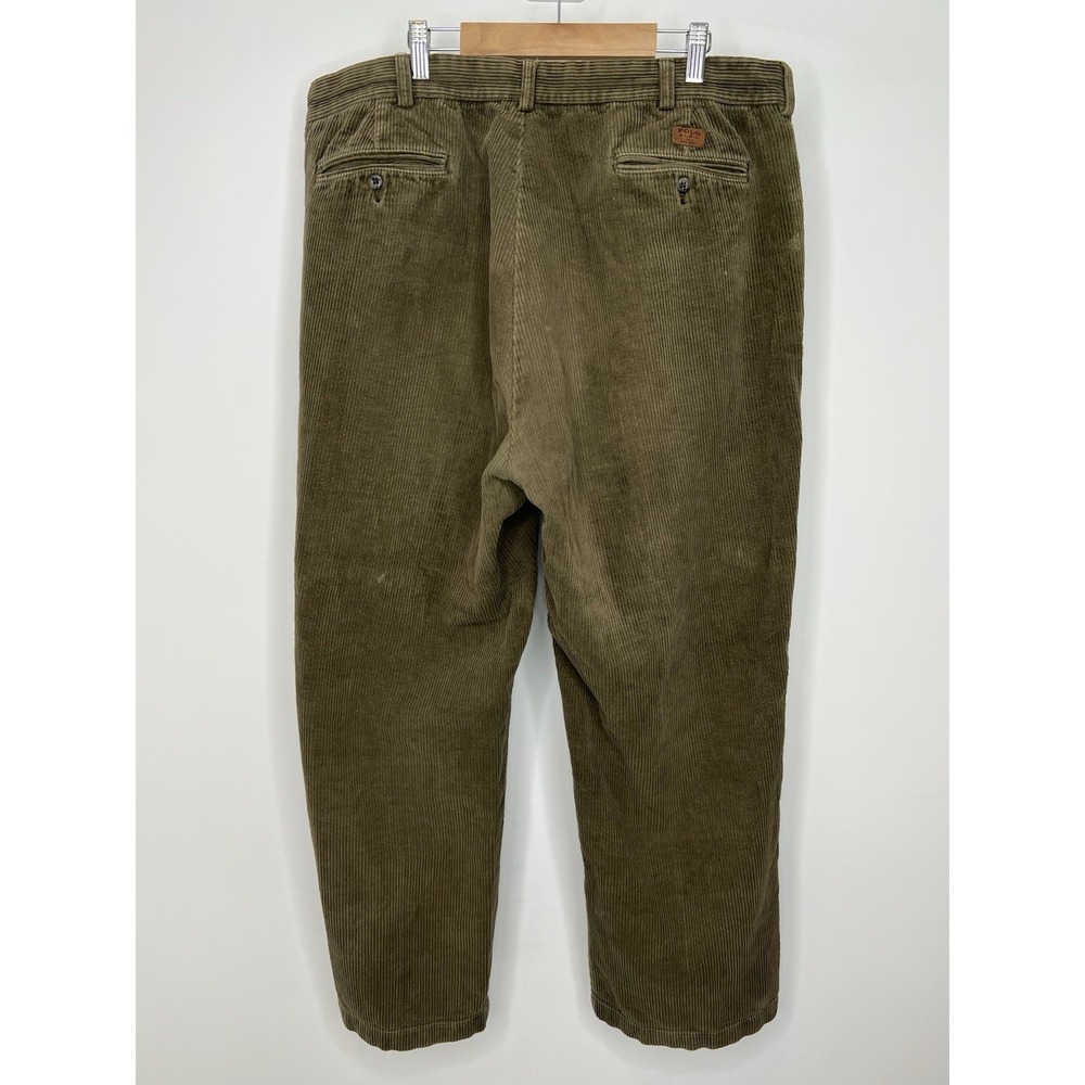 Polo Ralph Lauren Corduroy Andrew Pants Mens 38x30 Brown Pleated Slacks VTG 90s - Picture 2 of 9